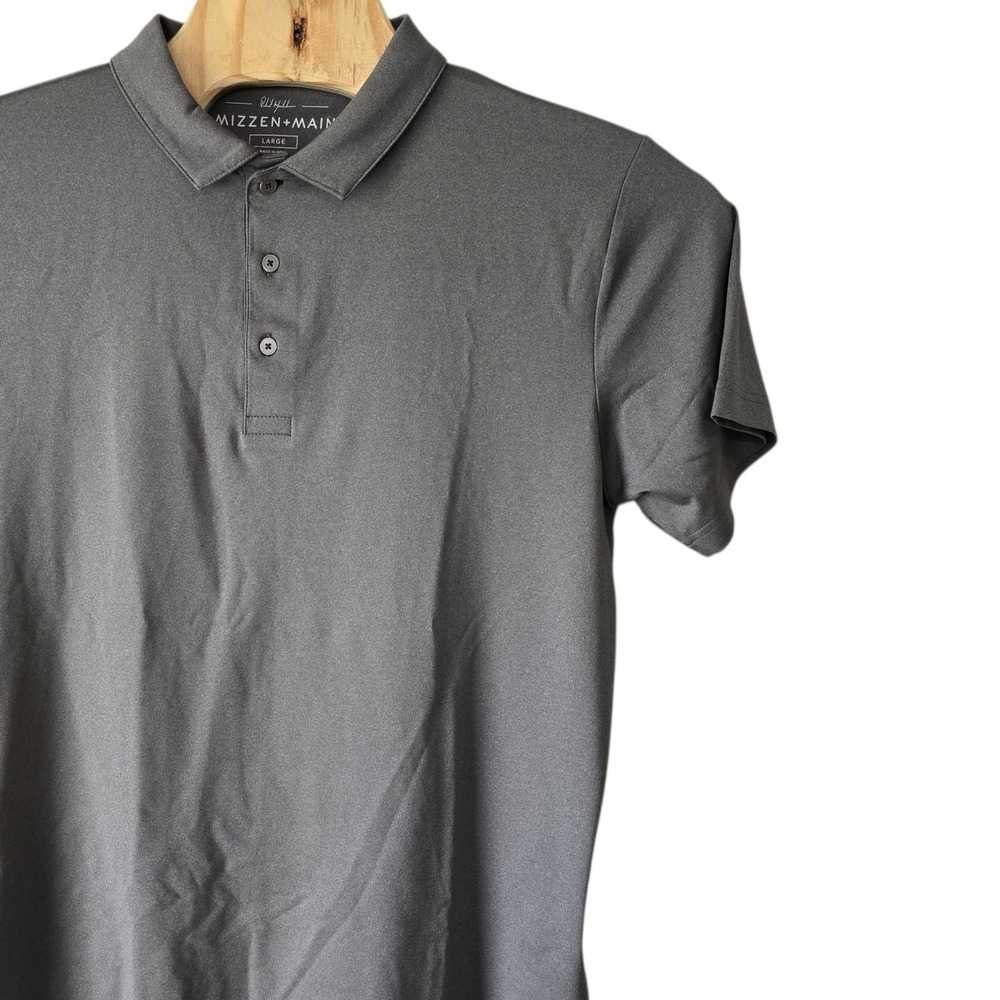 Mizzen + Main Phil Mickelson Golf Polo Shirt Mens Large Gray Performance Stretch